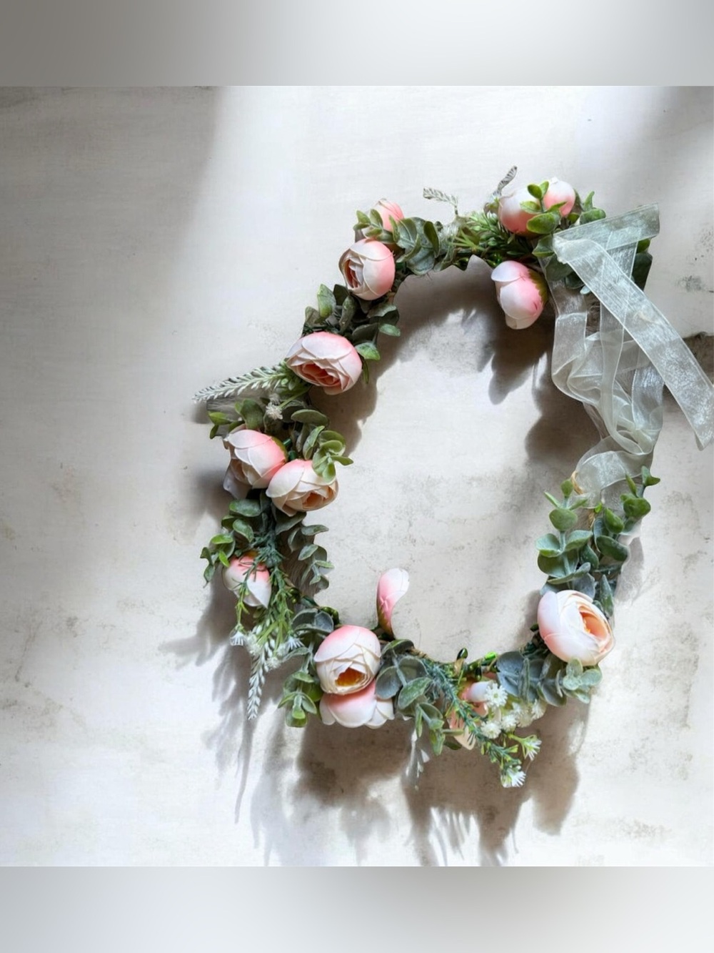 Pastel Rose Eucalyptus Flower Crown / Boho Cottagecore Wreath